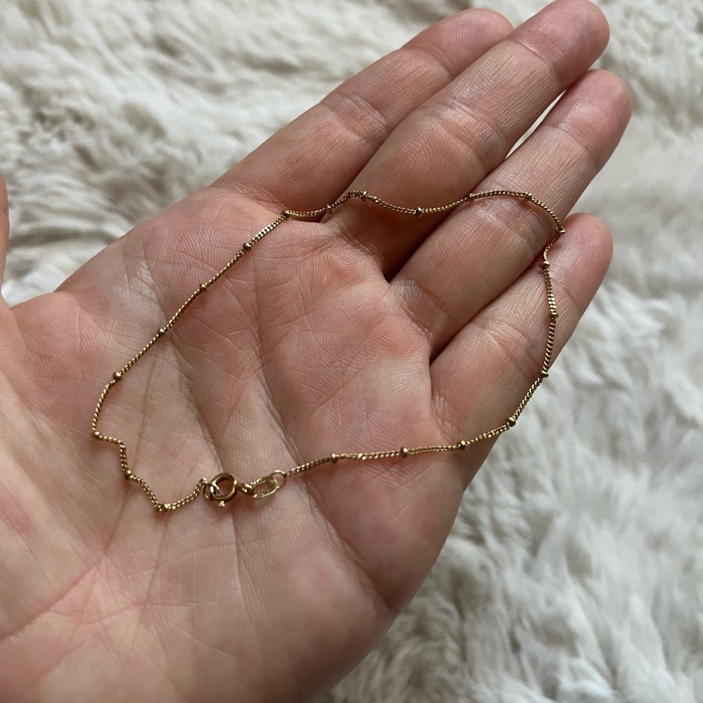 Vintage 14k gold dainty spheres anklet made in Italy 9 inches